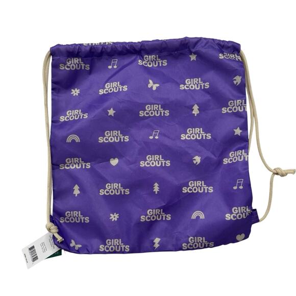 GIRL SCOUTS *NEW* My GS Kit Bag in Grape Purple & Cream Backpack Drawstring - Picture 1 of 5
